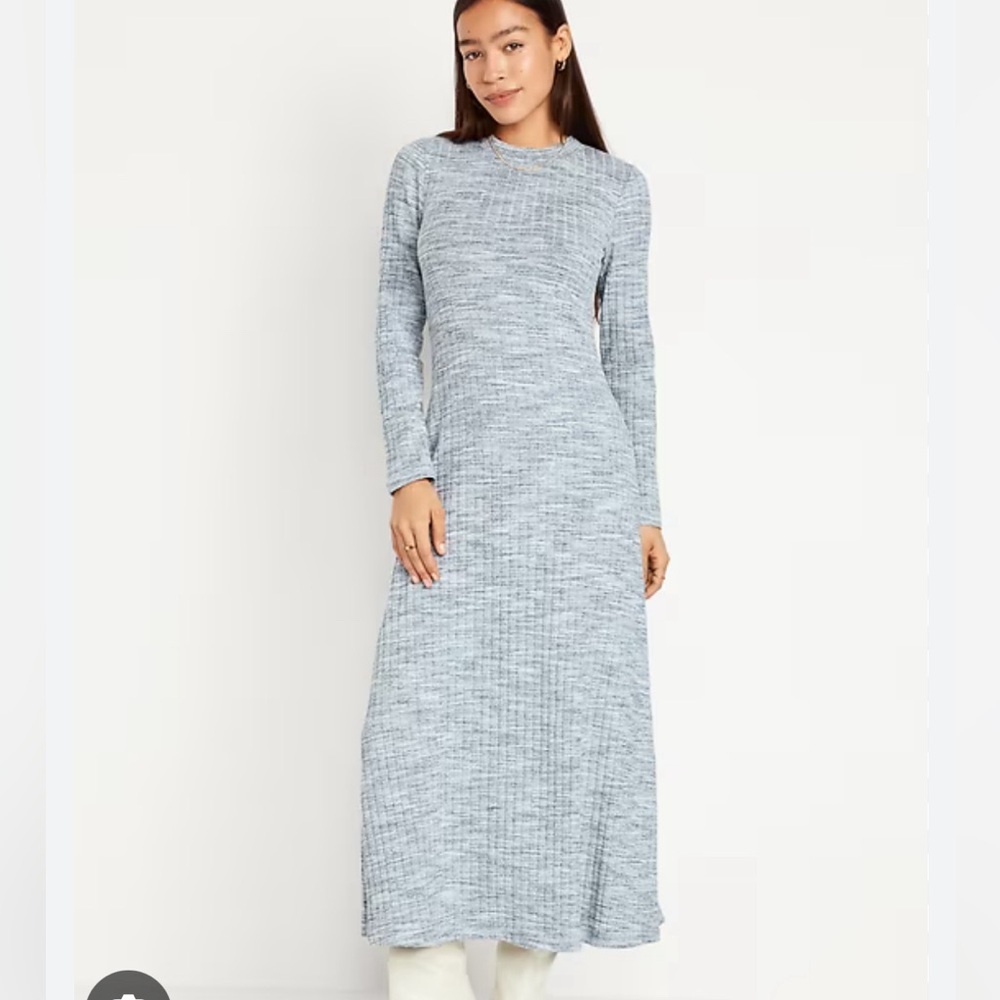 Old Navy Fit & Flare Rib-Knit Maxi Dress in Blue periwinkle